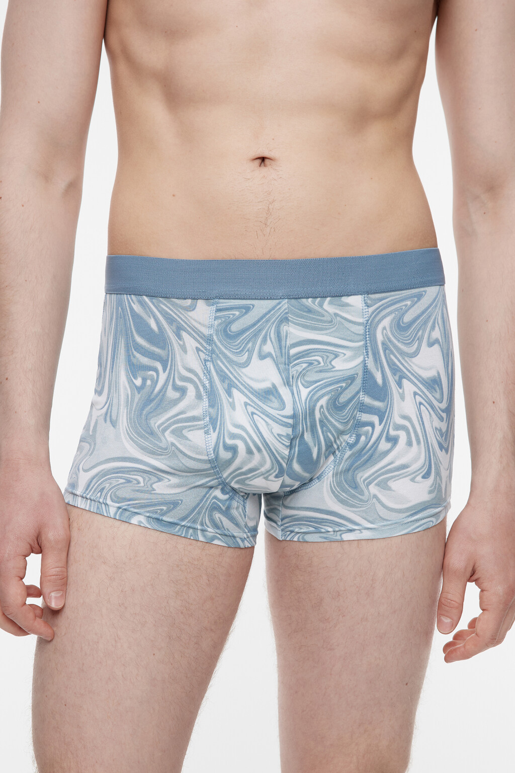 Трусы-боксеры хлопковые с принтом-абстракцией - цвет голубой - 3