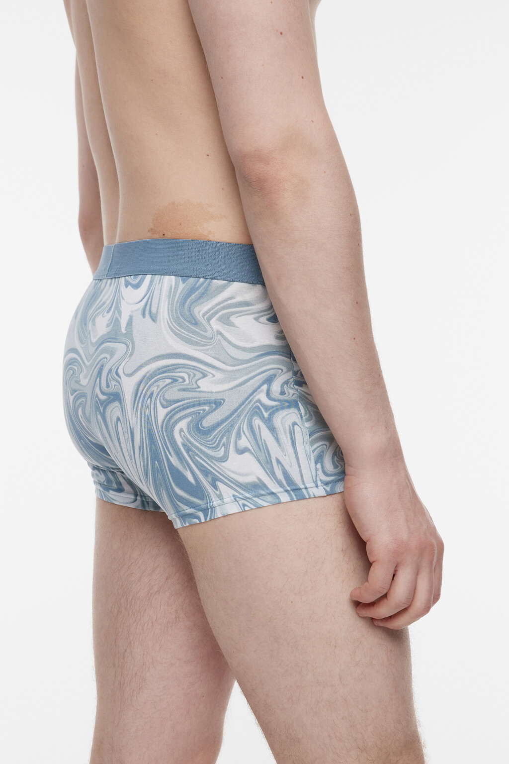 Трусы-боксеры хлопковые с принтом-абстракцией - цвет голубой - 4