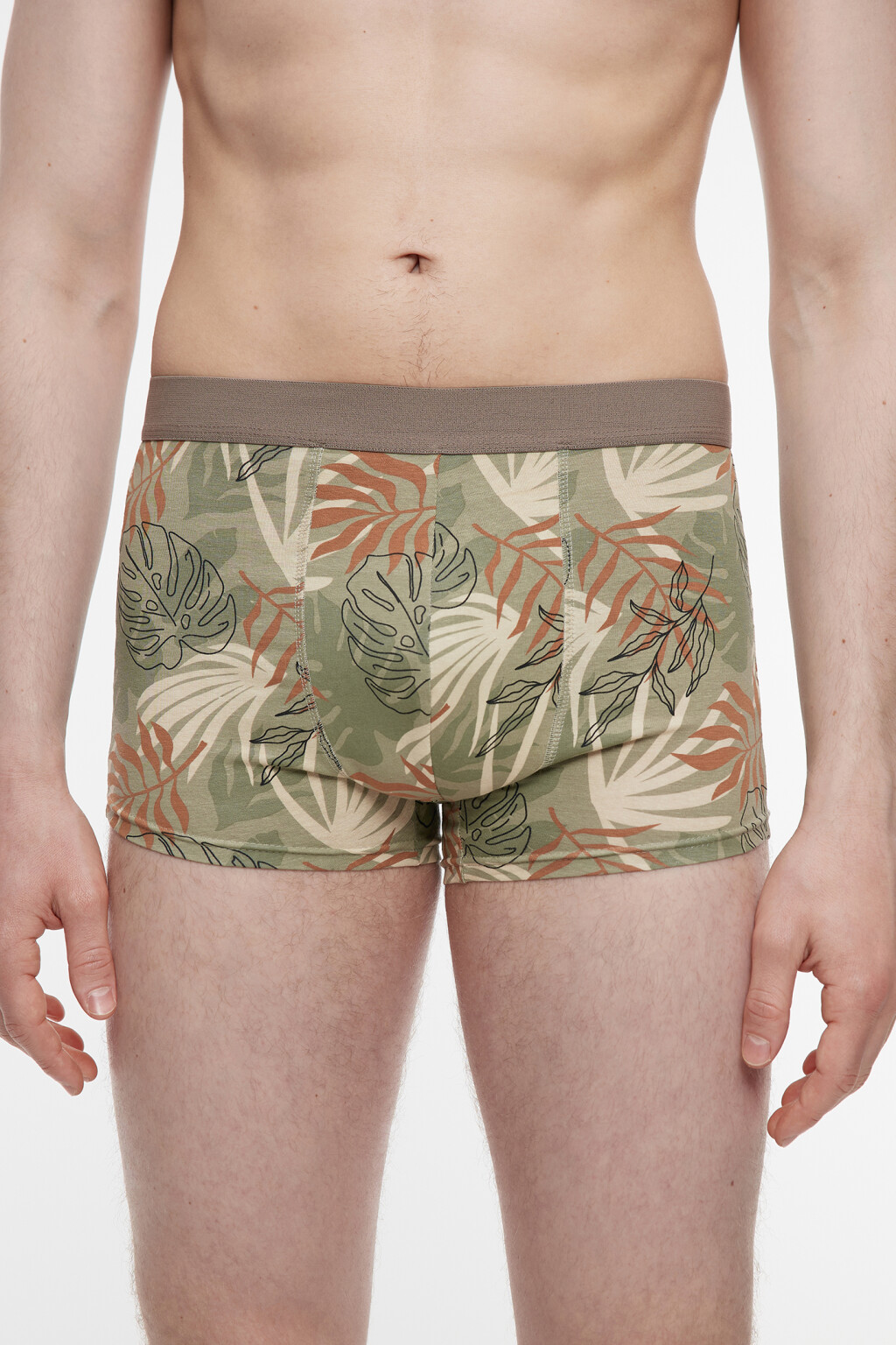 Трусы-боксеры хлопковые с тропическим принтом - цвет зеленый - 2
