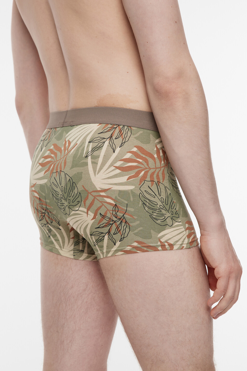 Трусы-боксеры хлопковые с тропическим принтом - цвет зеленый - 3