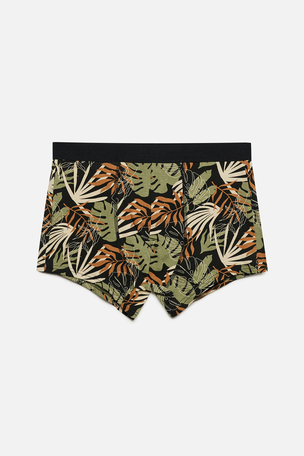 Трусы-боксеры хлопковые с тропическим принтом - цвет черный - 1
