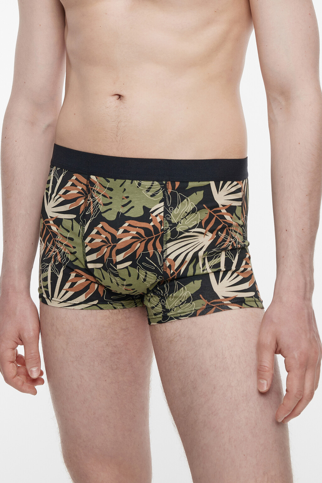 Трусы-боксеры хлопковые с тропическим принтом - цвет черный - 2