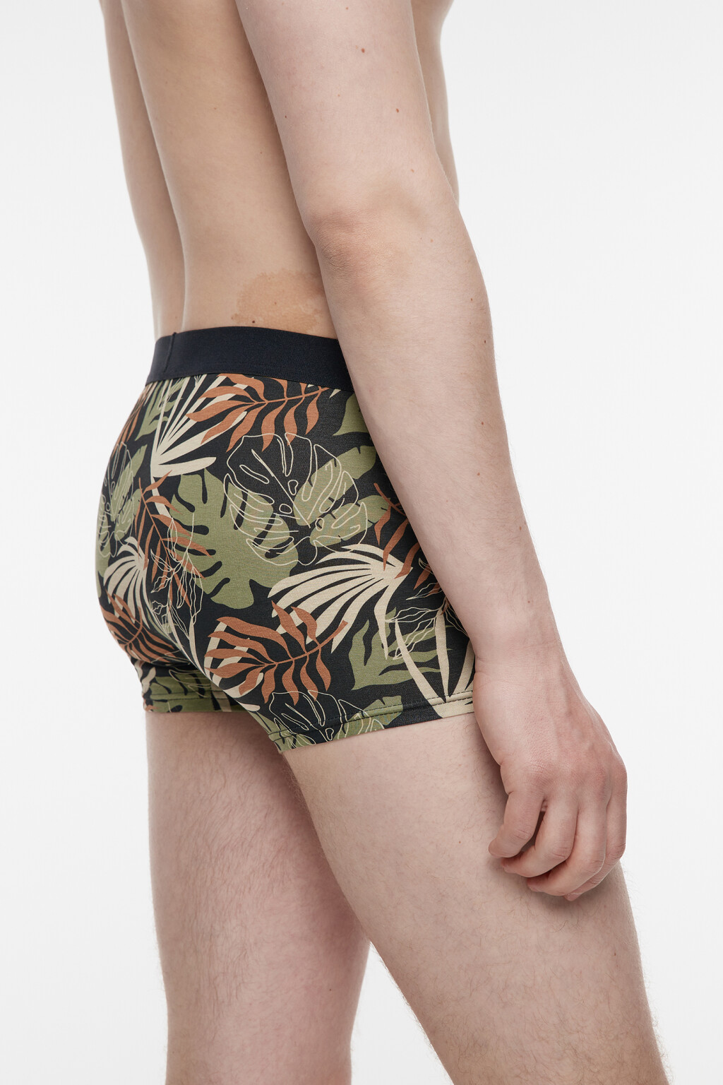 Трусы-боксеры хлопковые с тропическим принтом - цвет черный - 3