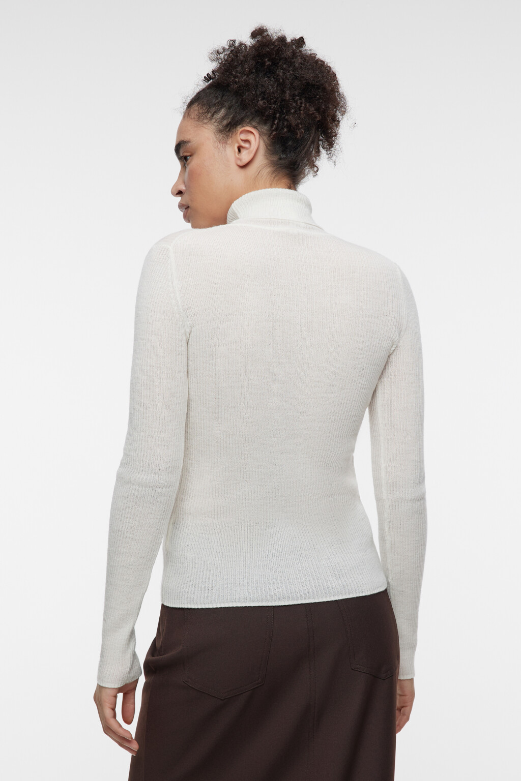 Водолазка вязаная премиум из 100% шерсти мериноса - цвет бежевый - 4