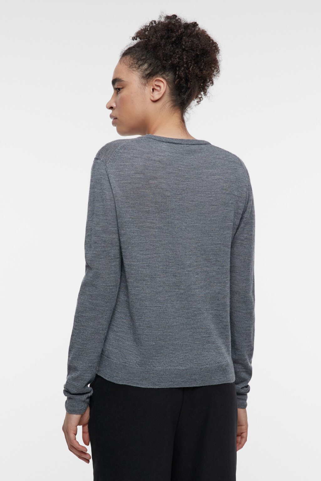 Свитер вязаный премиум из 100% шерсти мериноса - цвет серый - 4