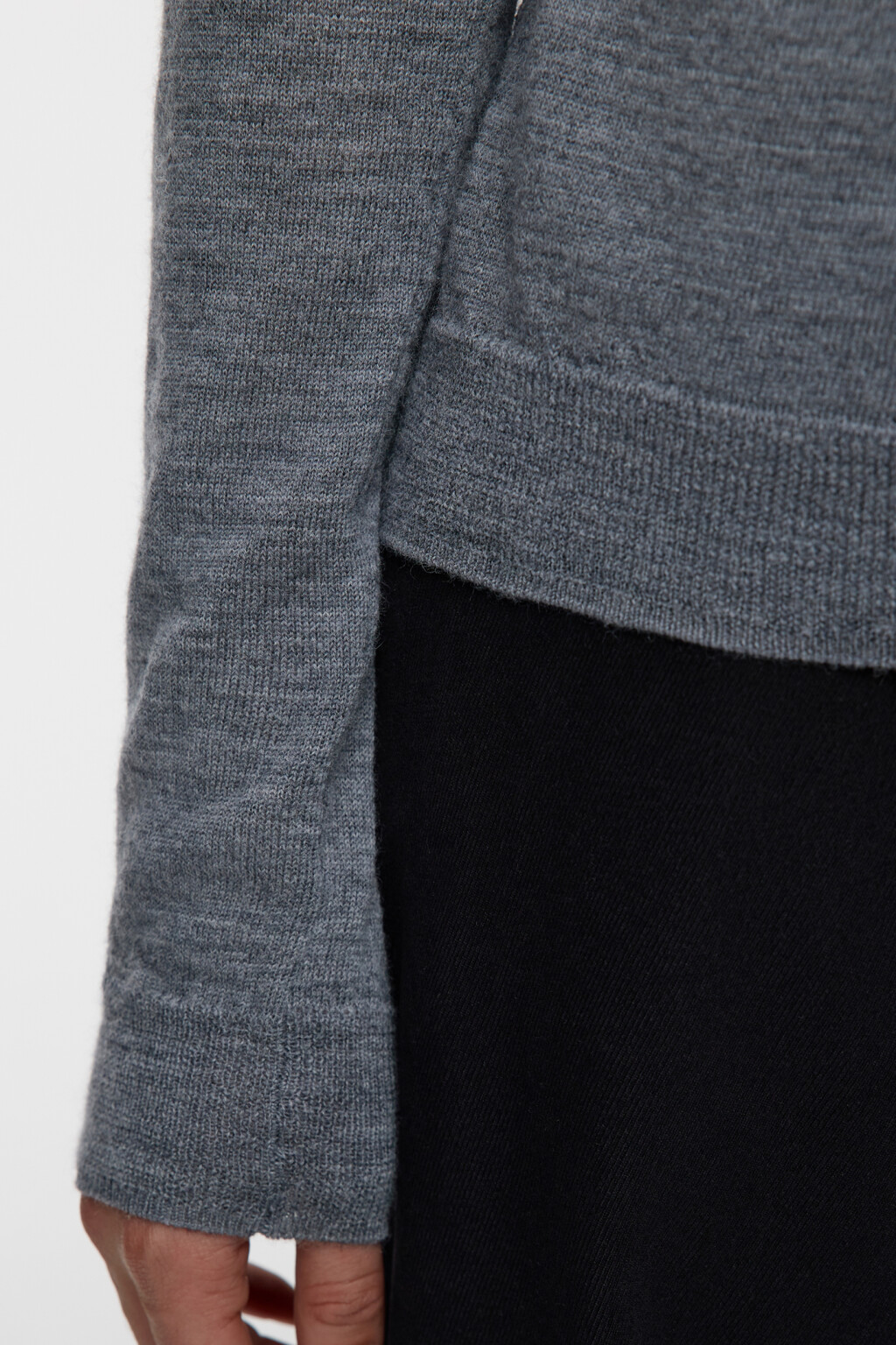 Свитер вязаный премиум из 100% шерсти мериноса - цвет серый - 6