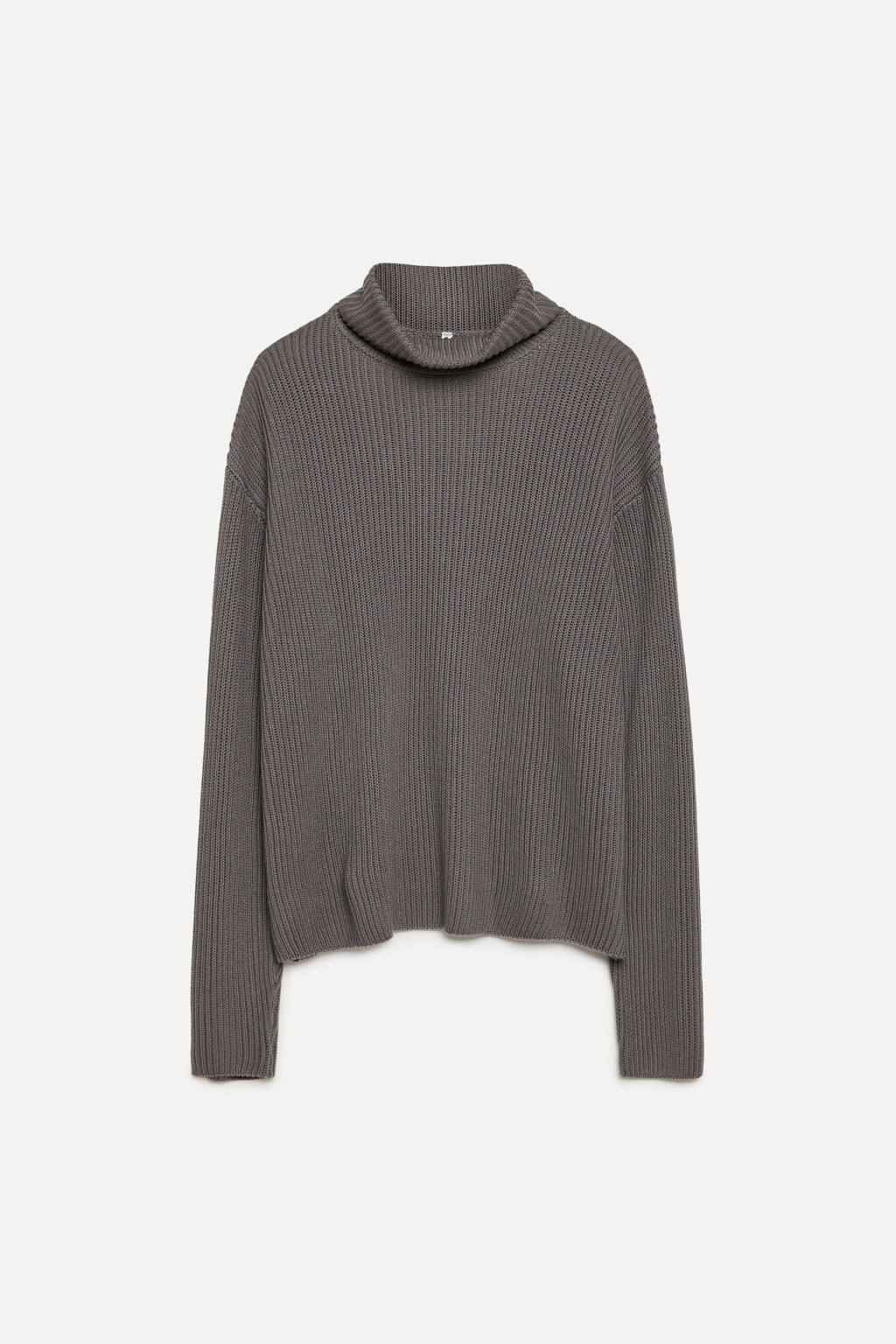 Свитер толстой вязки хлопковый с воротником-стойкой - цвет серый - 7