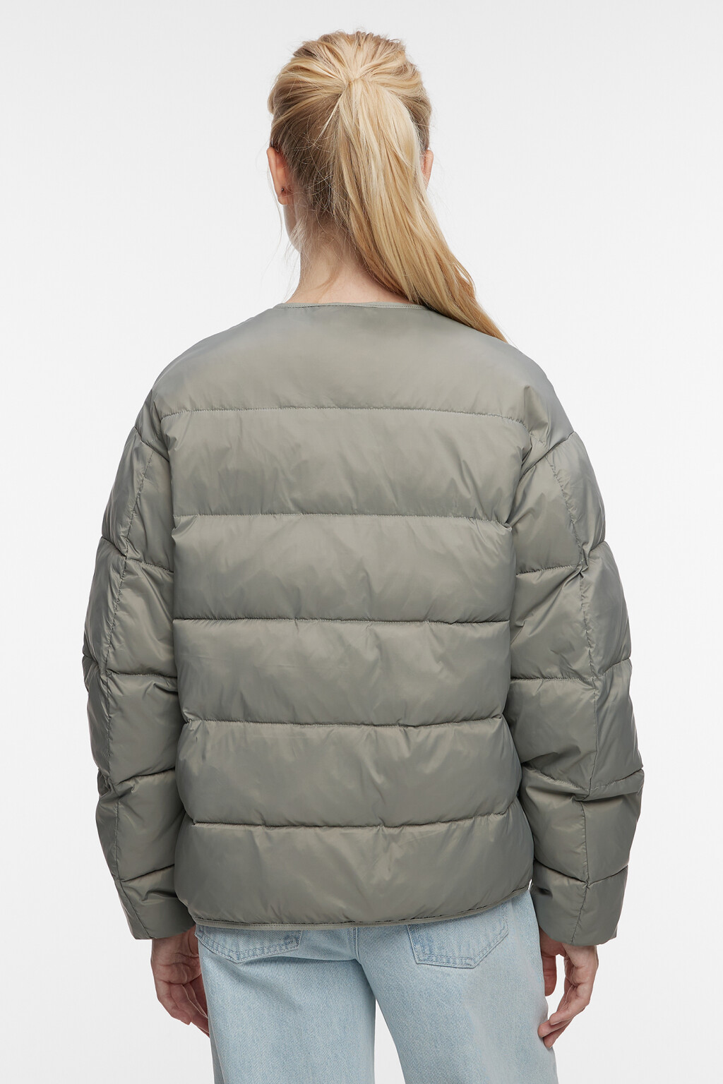 Куртка-рубашка стеганая ультралегкая без воротника - цвет зеленый - 4