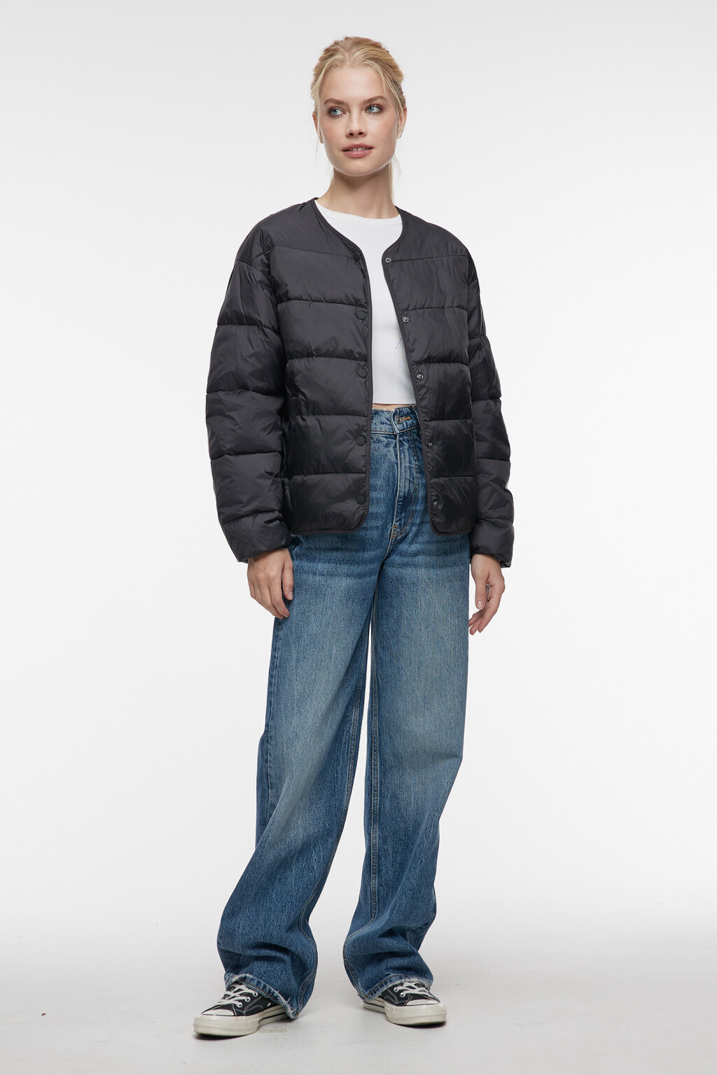 Куртка-рубашка стеганая ультралегкая без воротника - цвет черный - 4