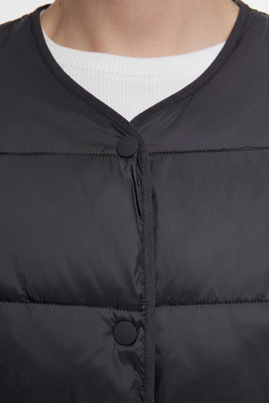 Куртка-рубашка стеганая ультралегкая без воротника - цвет черный - 5