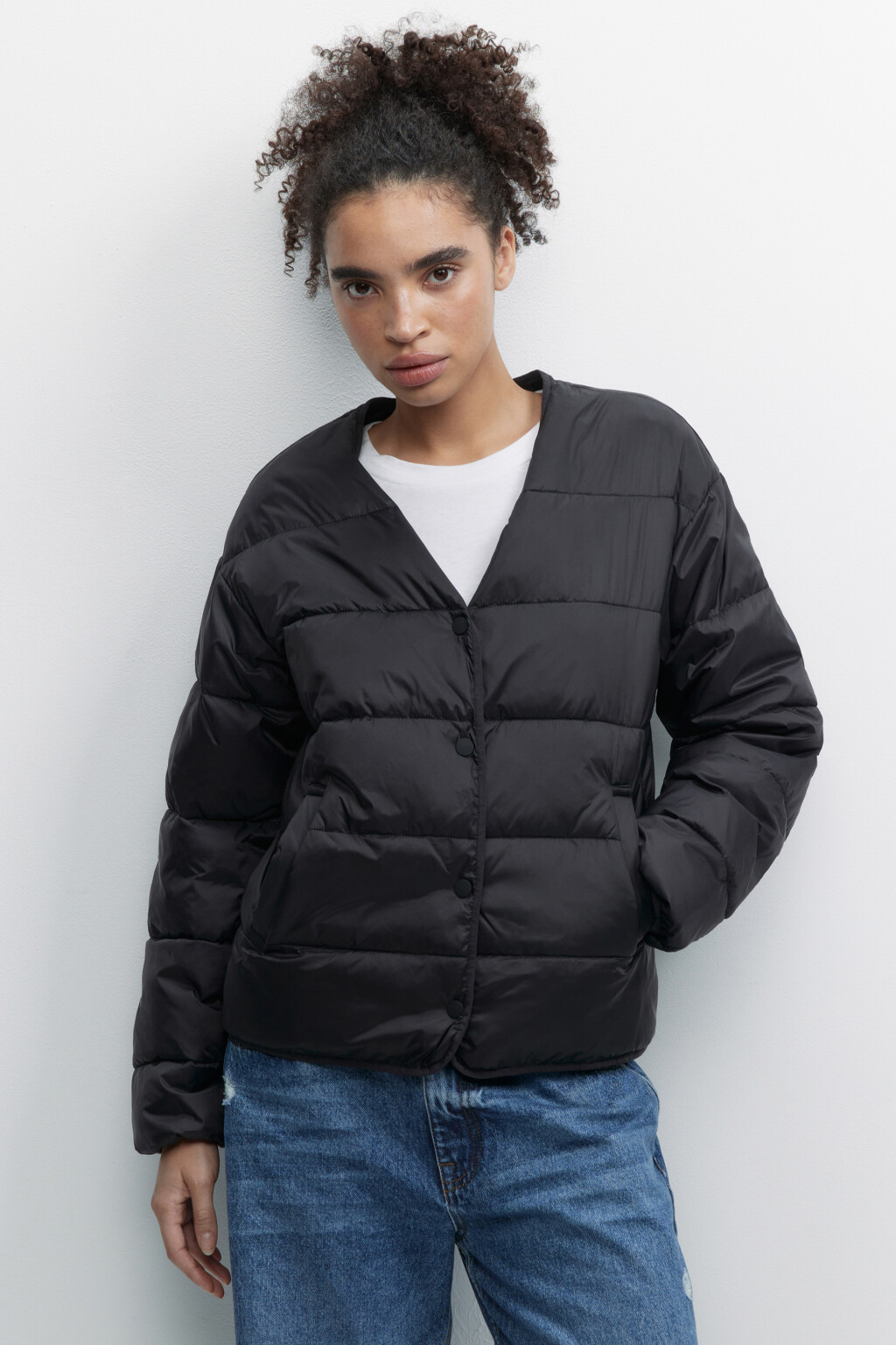 Куртка-рубашка стеганая ультралегкая без воротника - цвет черный - 9