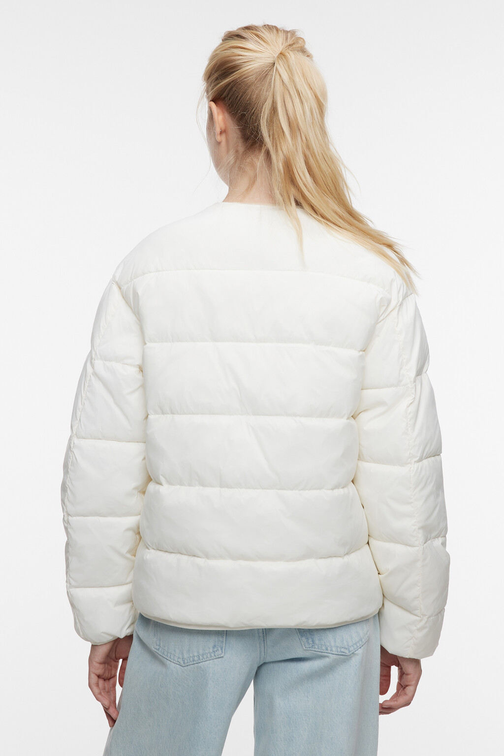 Куртка-рубашка стеганая ультралегкая без воротника - цвет молочный - 4