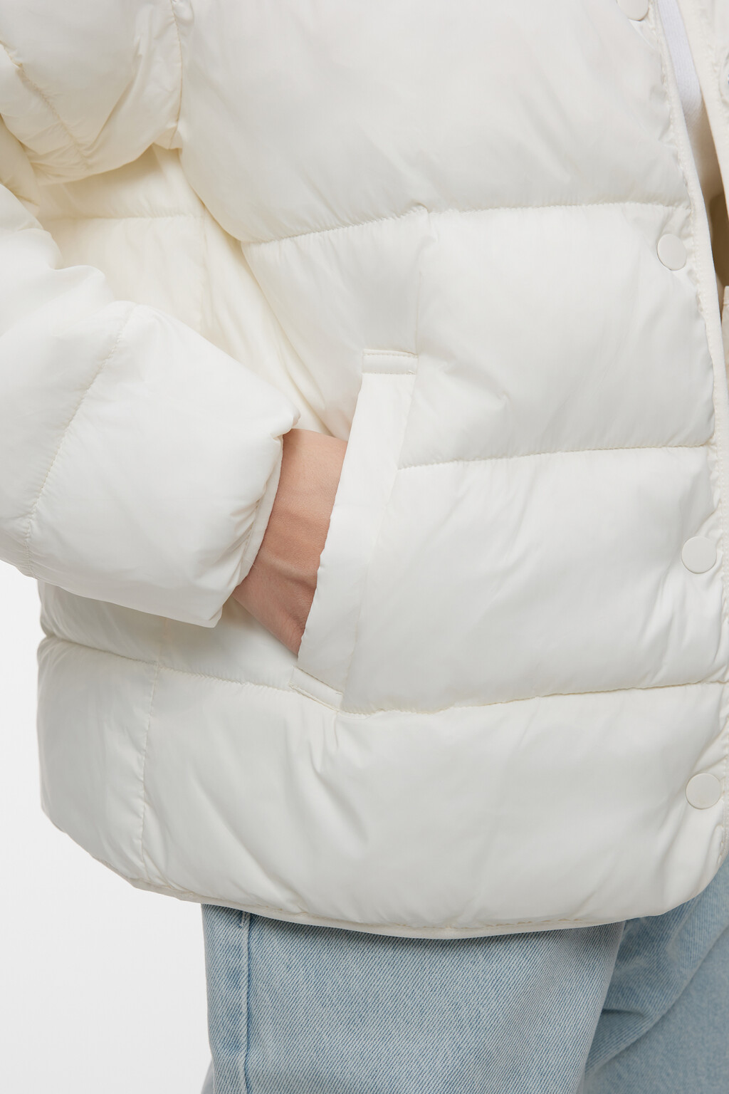 Куртка-рубашка стеганая ультралегкая без воротника - цвет молочный - 6