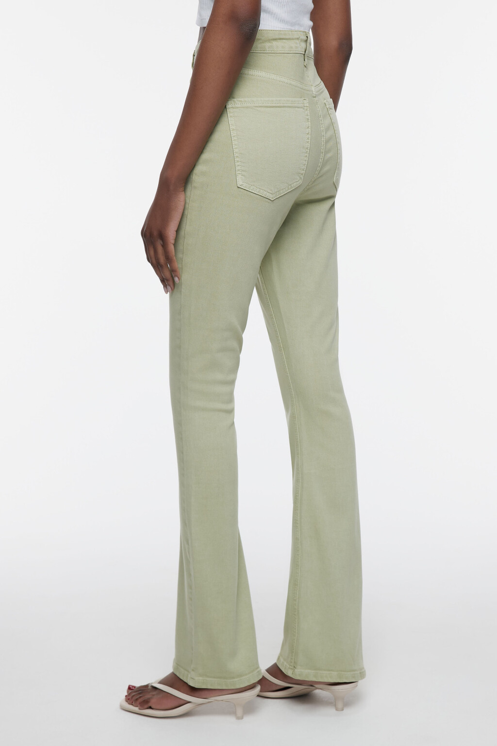 Джинсы клеш облегающие с высокой посадкой - цвет голубой - 3