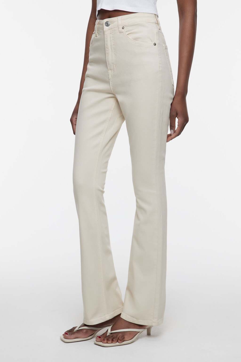 Джинсы клеш облегающие с высокой посадкой - цвет бежевый - 3