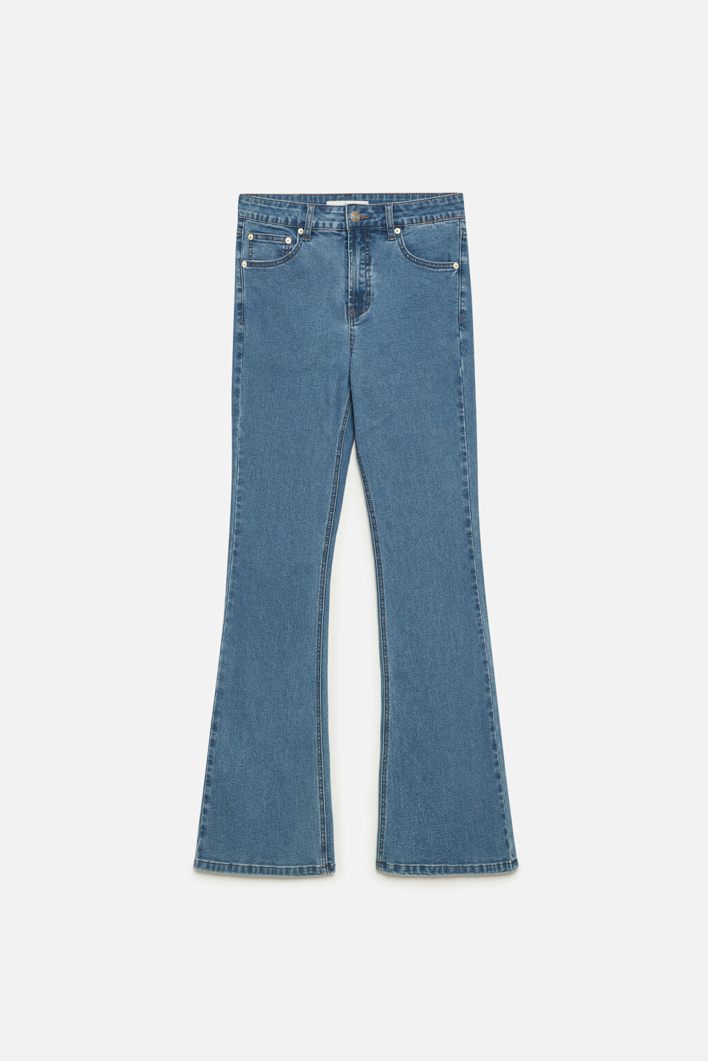 Джинсы клеш удлиненные с высокой посадкой - цвет голубой - 7