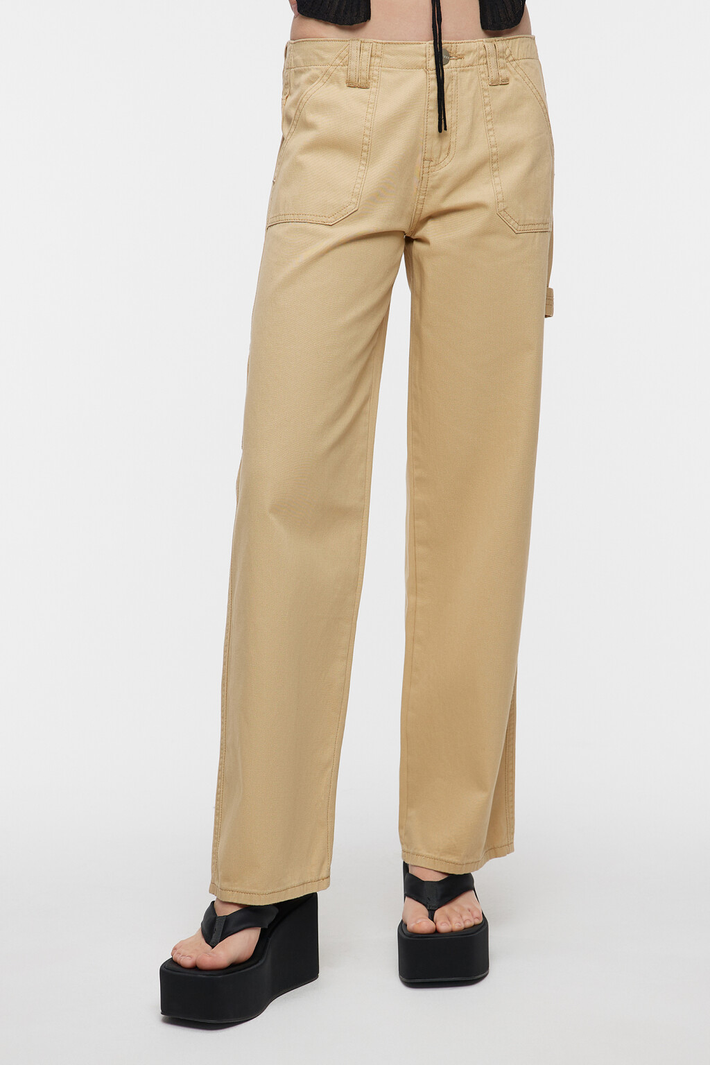 Джинсы Carpenter в рабочем стиле с низкой посадкой - цвет бежевый - 2