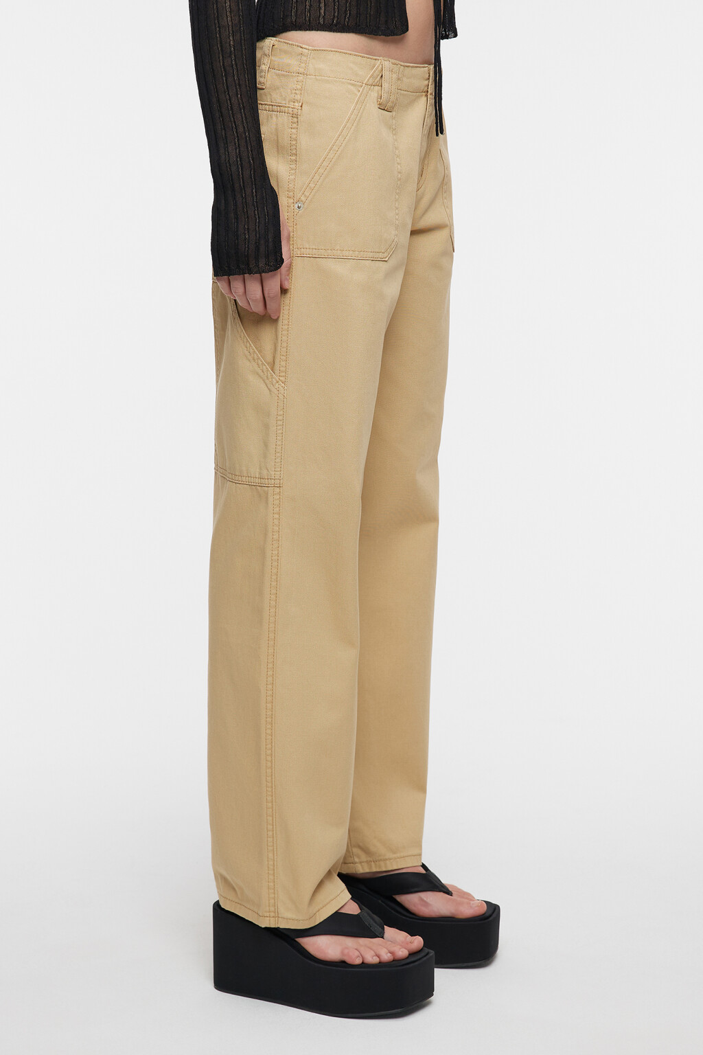 Джинсы Carpenter в рабочем стиле с низкой посадкой - цвет бежевый - 3