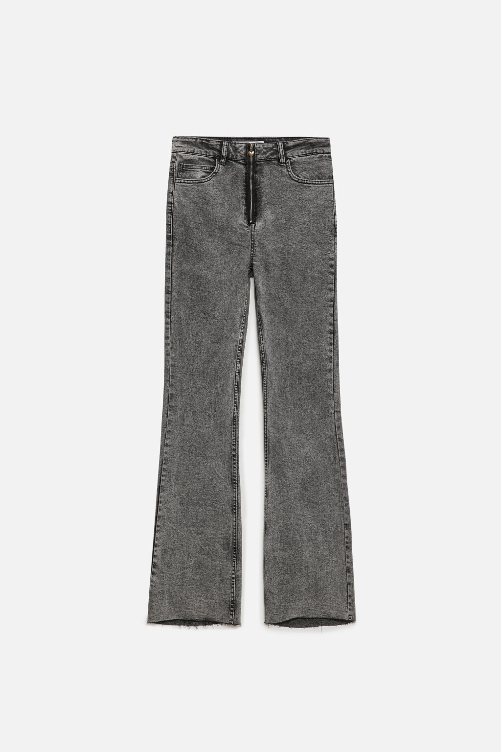 Джинсы клеш с высокой посадкой и открытыми срезами - цвет серый - 7