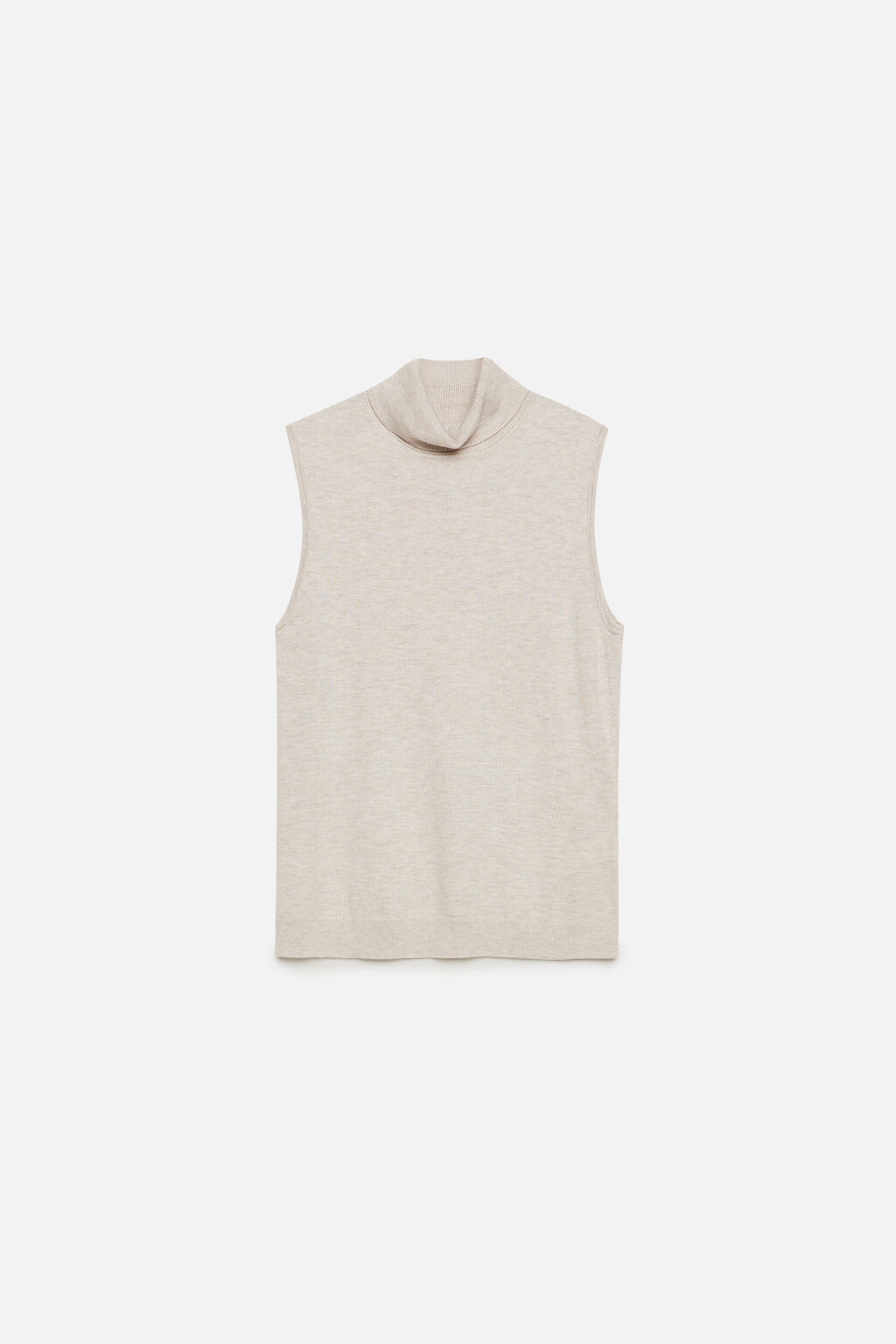 Водолазка вискозная облегающая без рукавов - цвет бежевый - 7