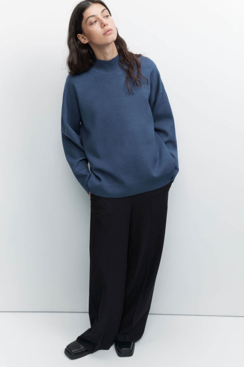 Свитер SOFTJUMPER оверсайз с воротником - цвет синий - 5