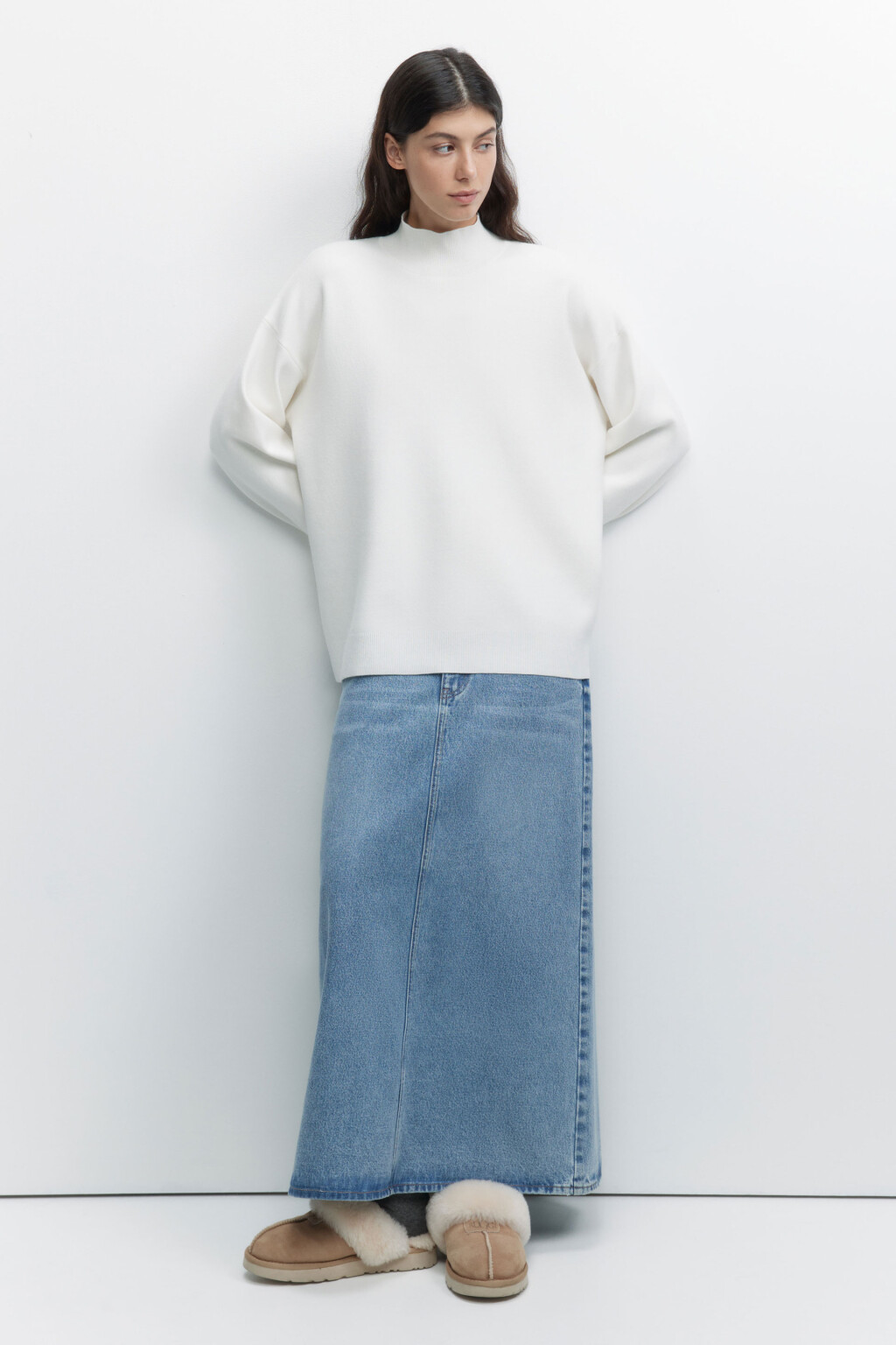 Свитер SOFTJUMPER оверсайз с воротником - цвет бежевый - 4