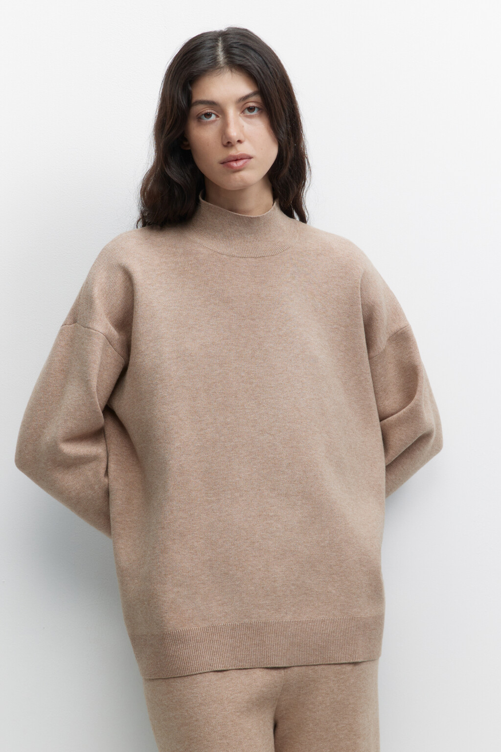 Свитер SOFTJUMPER оверсайз с воротником - цвет бежевый - 3