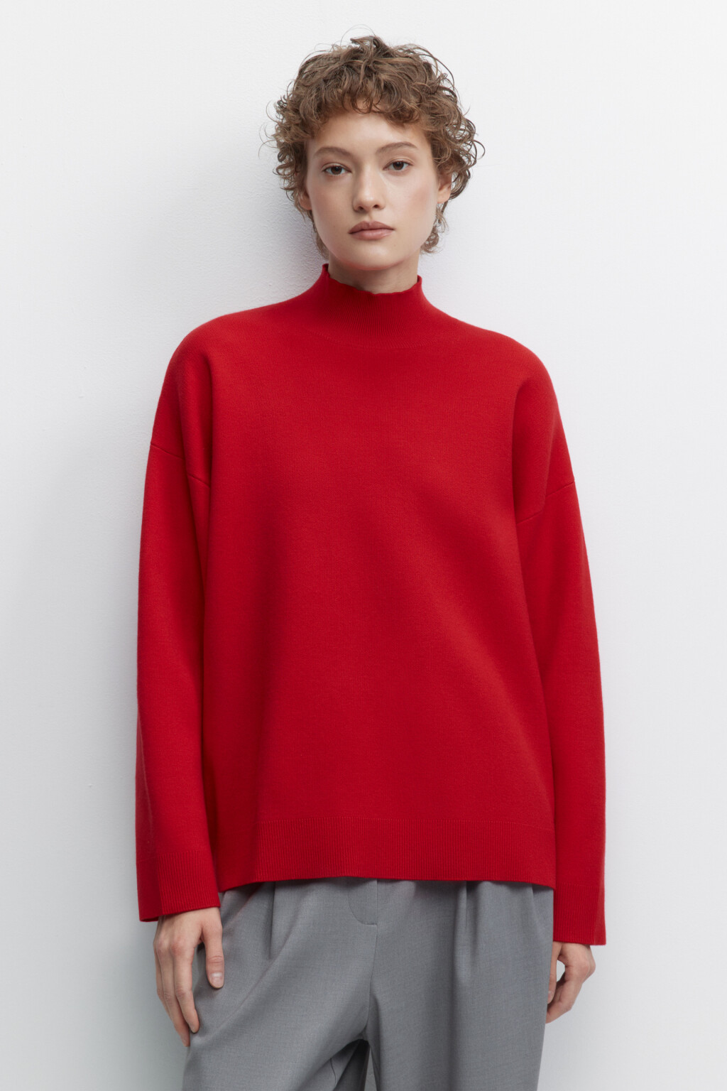 Свитер SOFTJUMPER оверсайз с воротником - цвет красный - 1