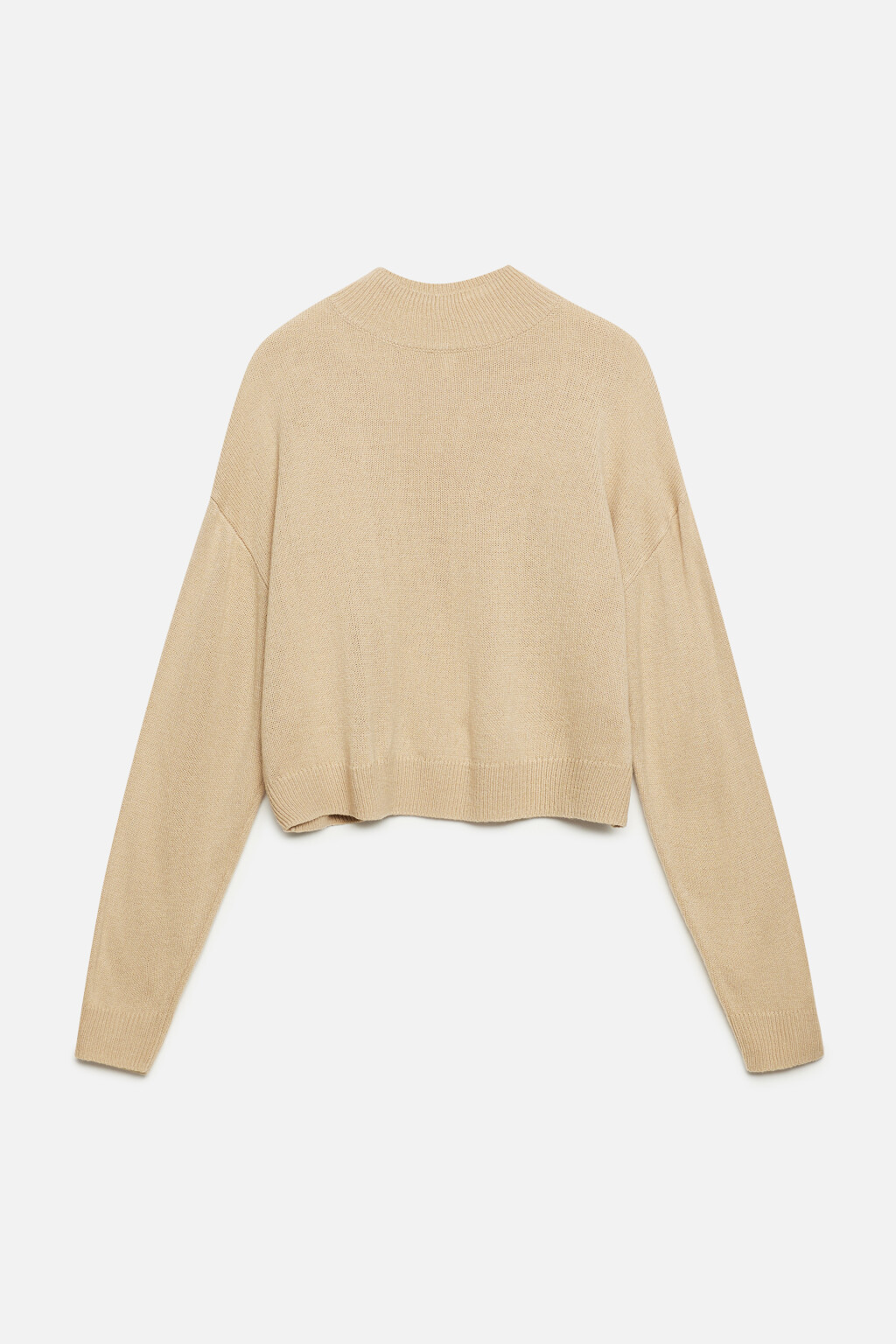 Свитер с горлом вязаный свободного кроя - цвет бежевый - 7