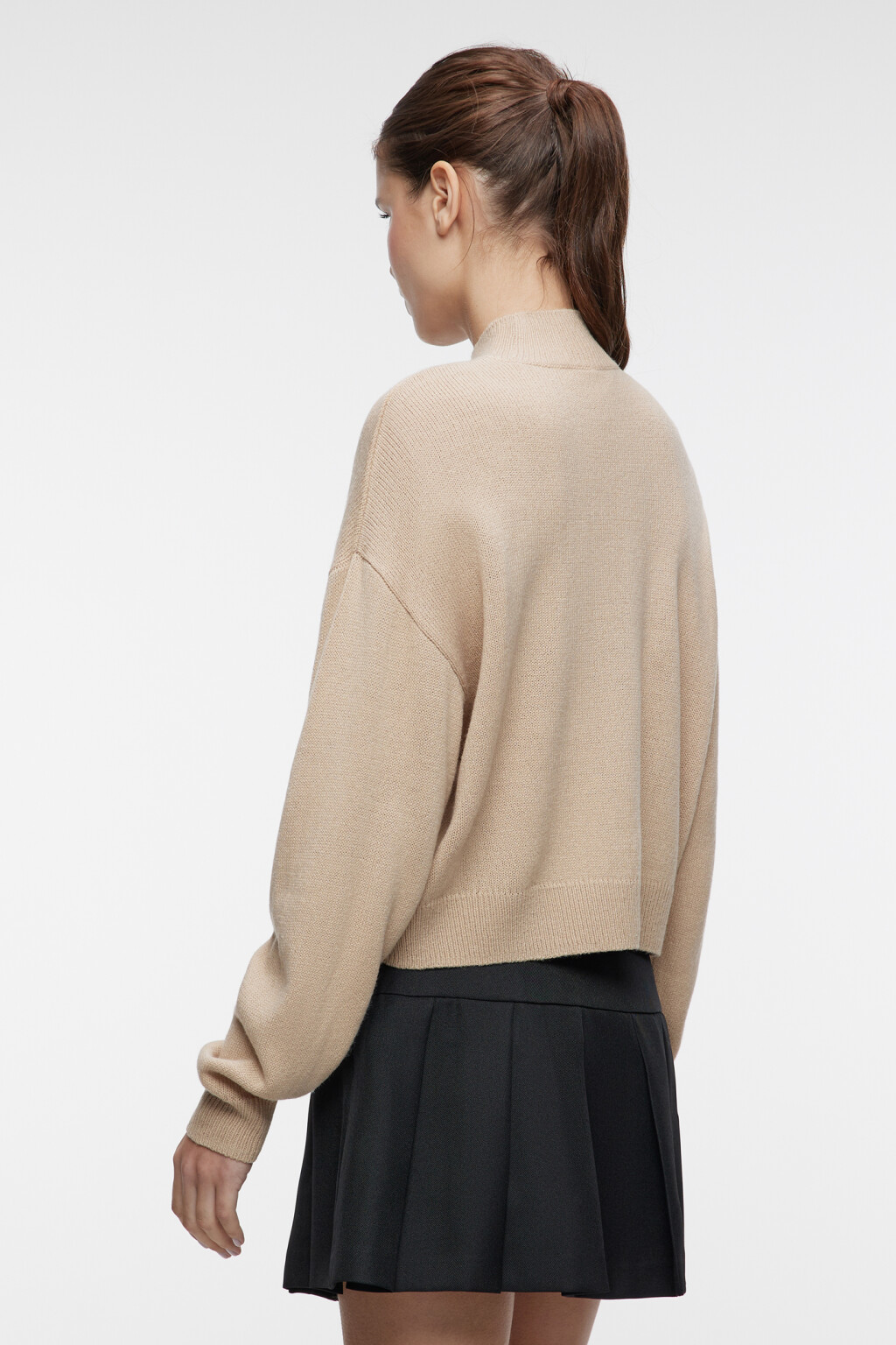 Свитер с горлом вязаный свободного кроя - цвет бежевый - 3