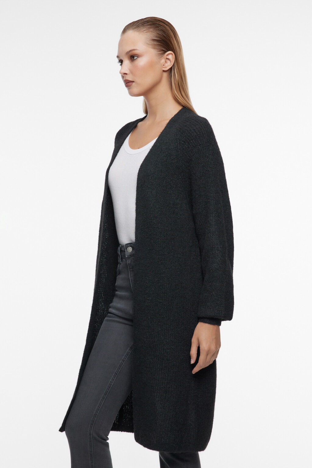 Кардиган oversize удлиненный без застежки - цвет черный - 3