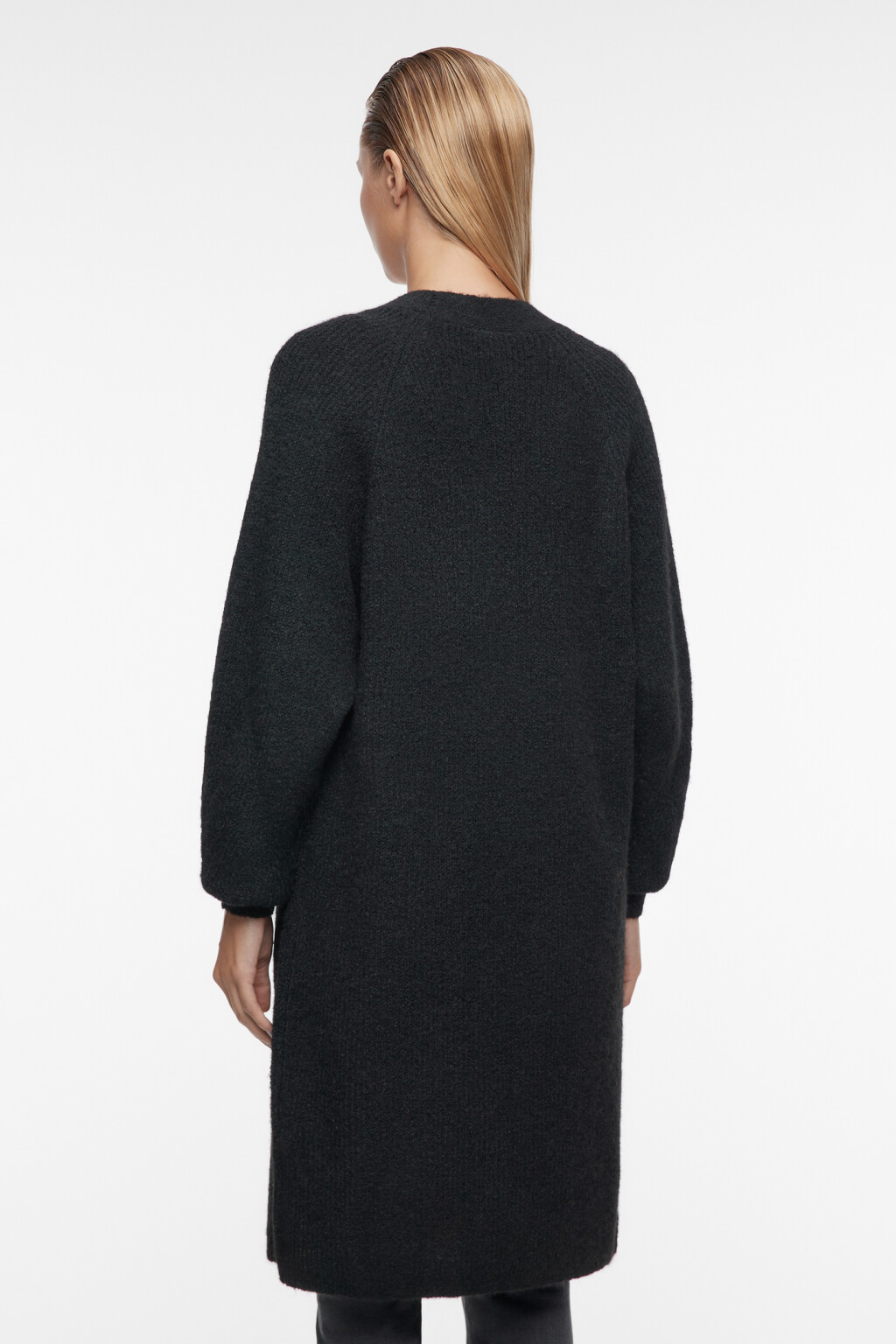 Кардиган oversize удлиненный без застежки - цвет черный - 4