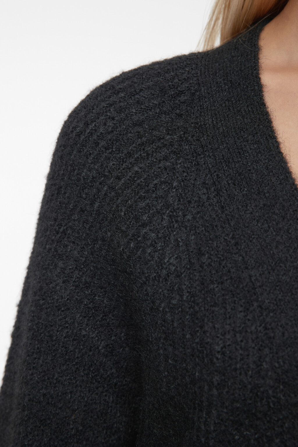 Кардиган oversize удлиненный без застежки - цвет черный - 5