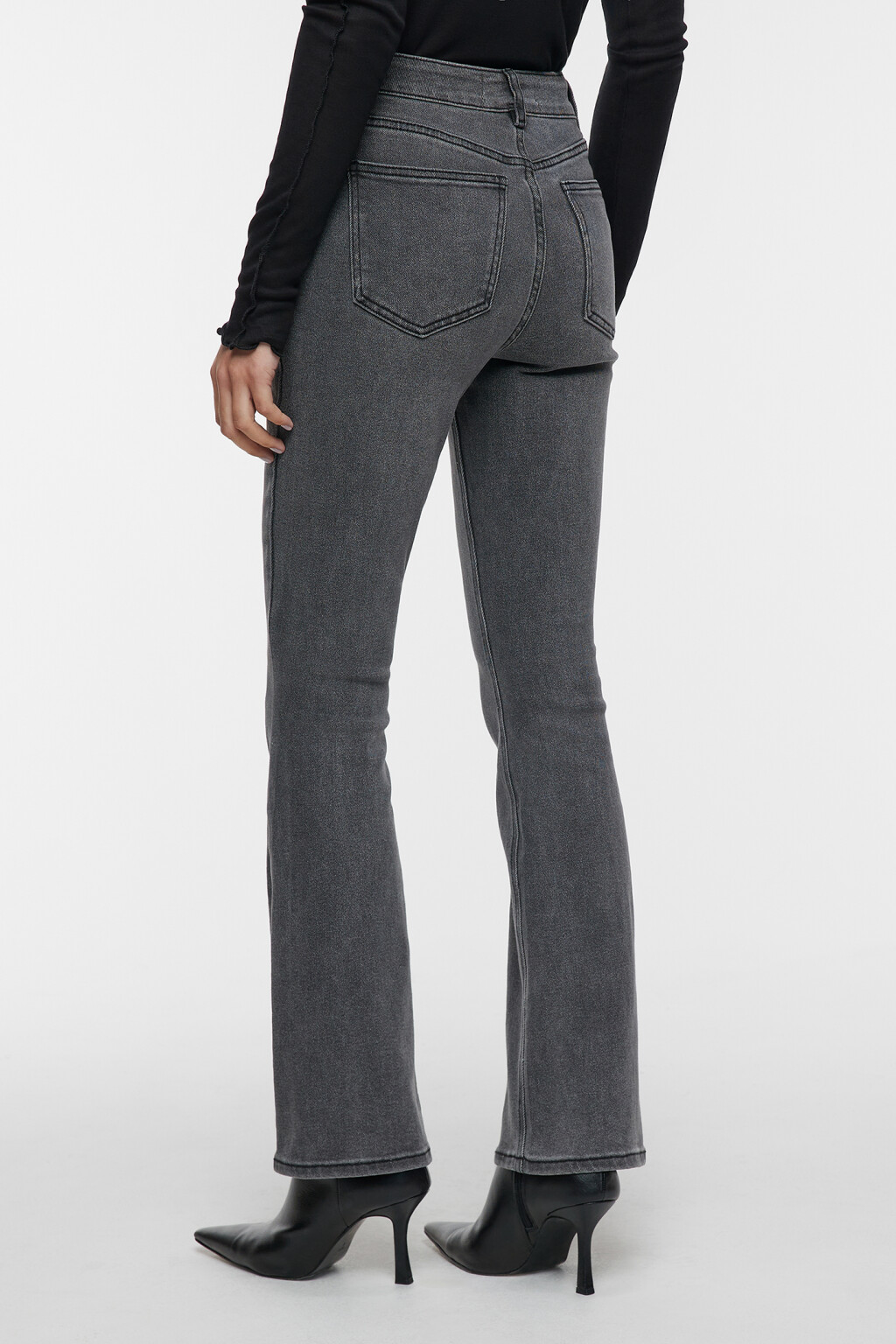 Джинсы flare расклешенные с высокой посадкой - цвет серый - 3