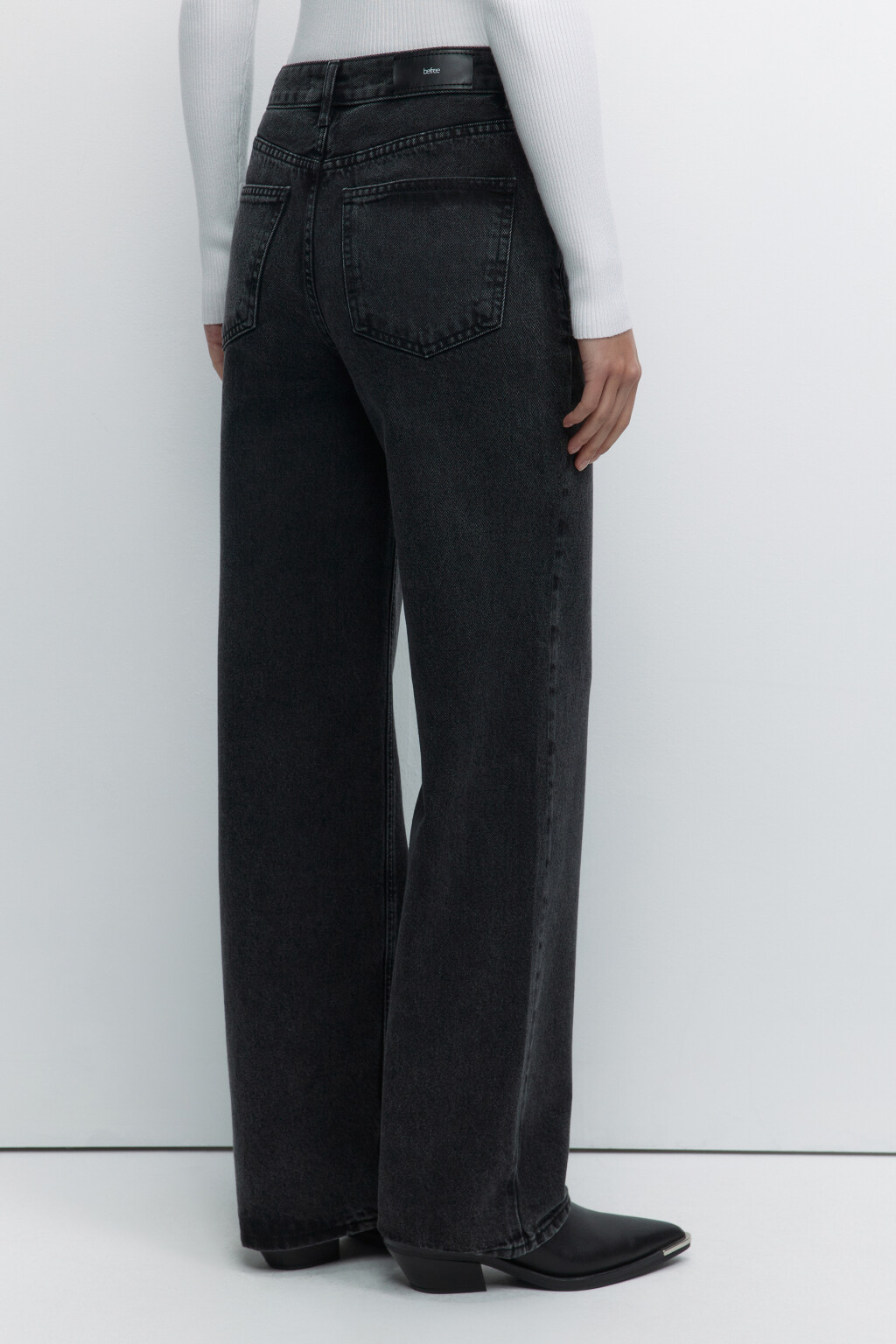 Джинсы straight прямые с высокой посадкой - цвет серый - 4