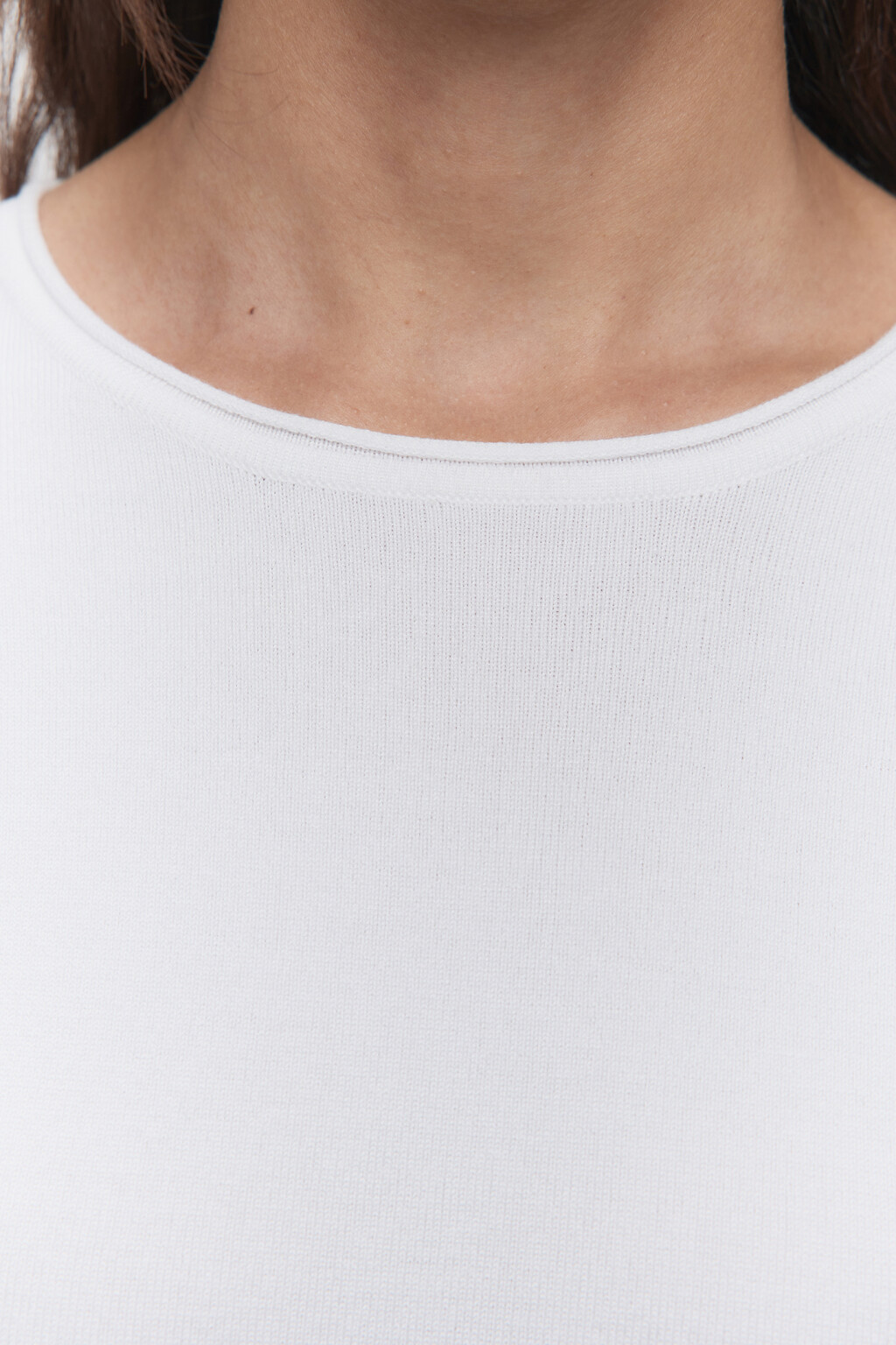 Джемпер вискозный облегающий с короткими рукавами - цвет белый - 5