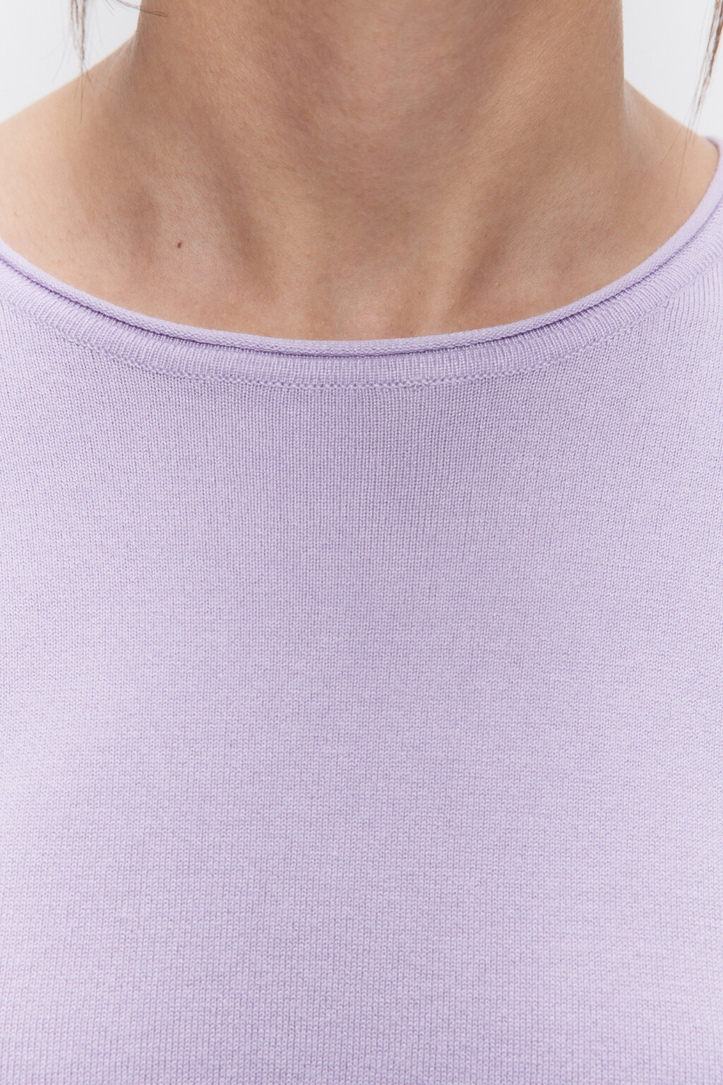 Джемпер вискозный облегающий с короткими рукавами - цвет сиреневый - 5