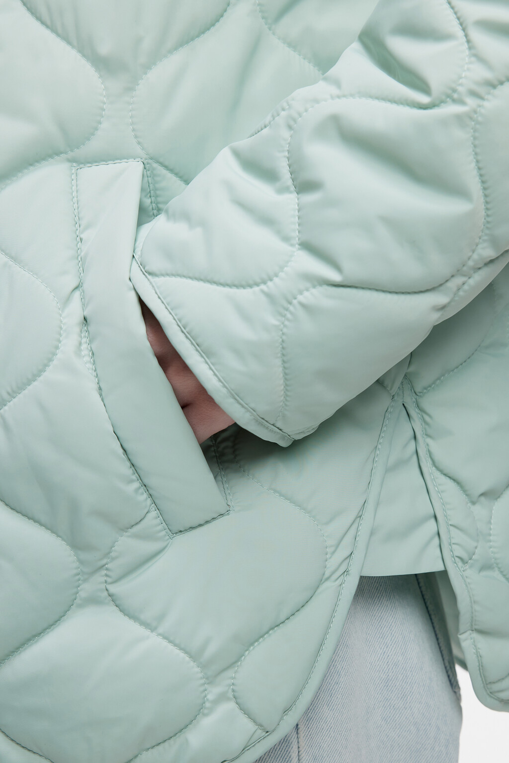 Куртка стеганая короткая с круглым вырезом без воротника - цвет мятный - 6