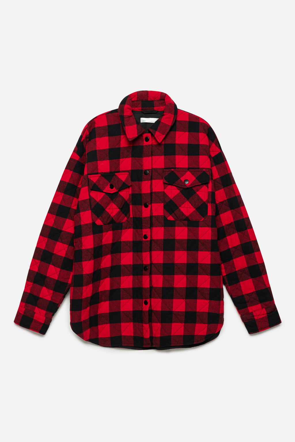 Куртка-рубашка стеганая утепленная с нагрудными карманами - цвет красный - 9