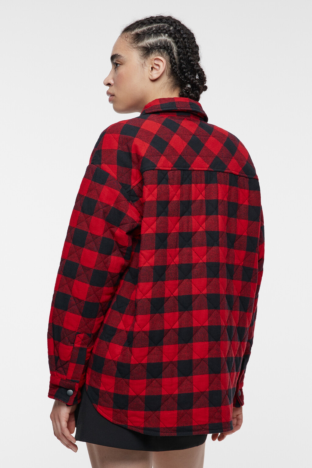 Куртка-рубашка стеганая утепленная с нагрудными карманами - цвет красный - 4