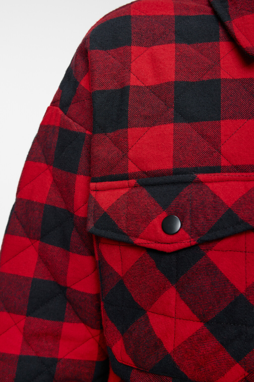 Куртка-рубашка стеганая утепленная с нагрудными карманами - цвет красный - 6