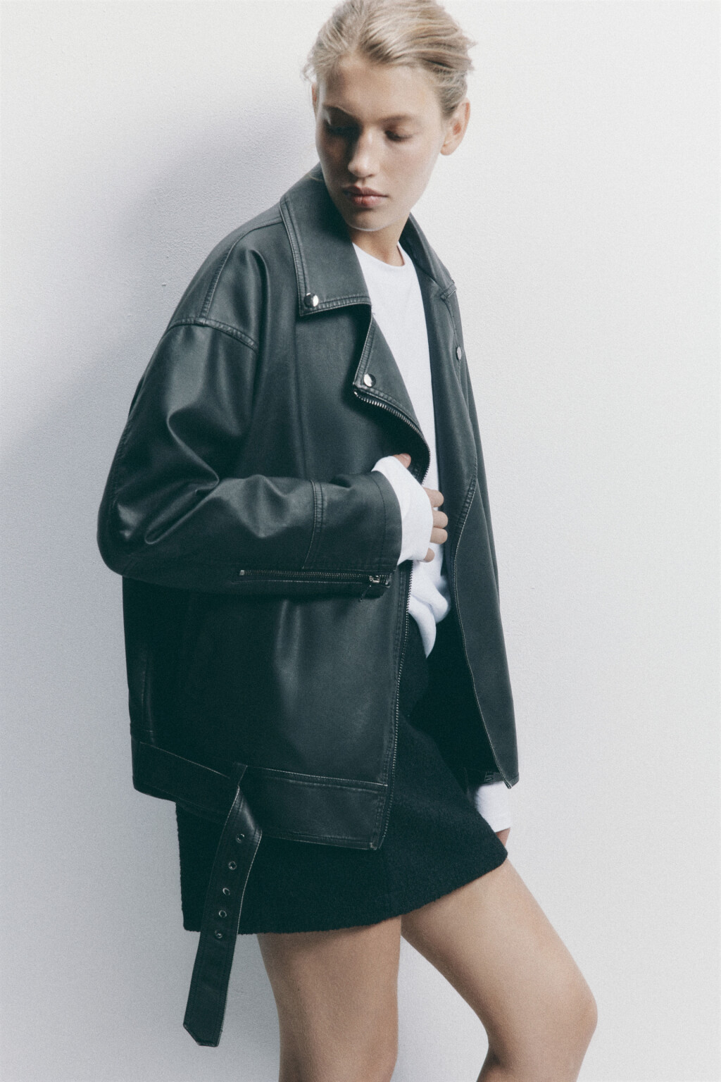 Куртка-косуха oversize с состаренным эффектом - цвет черный - 6