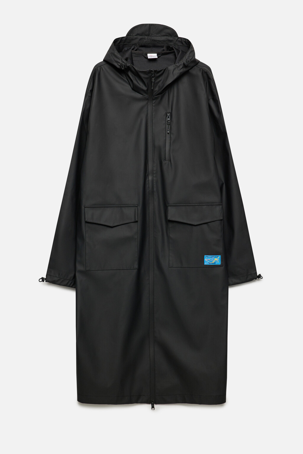Плащ-дождевик прорезиненный с капюшоном и козырьком - цвет черный - 11