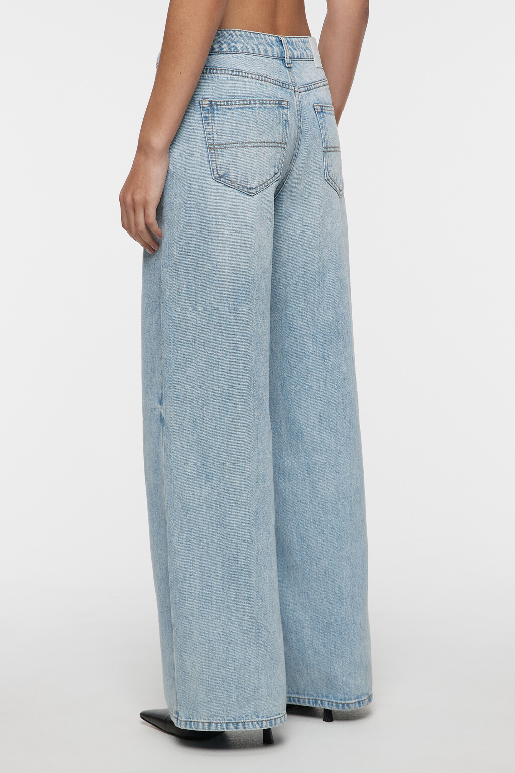 Джинсы wide leg широкие с заниженной посадкой - цвет голубой - 3