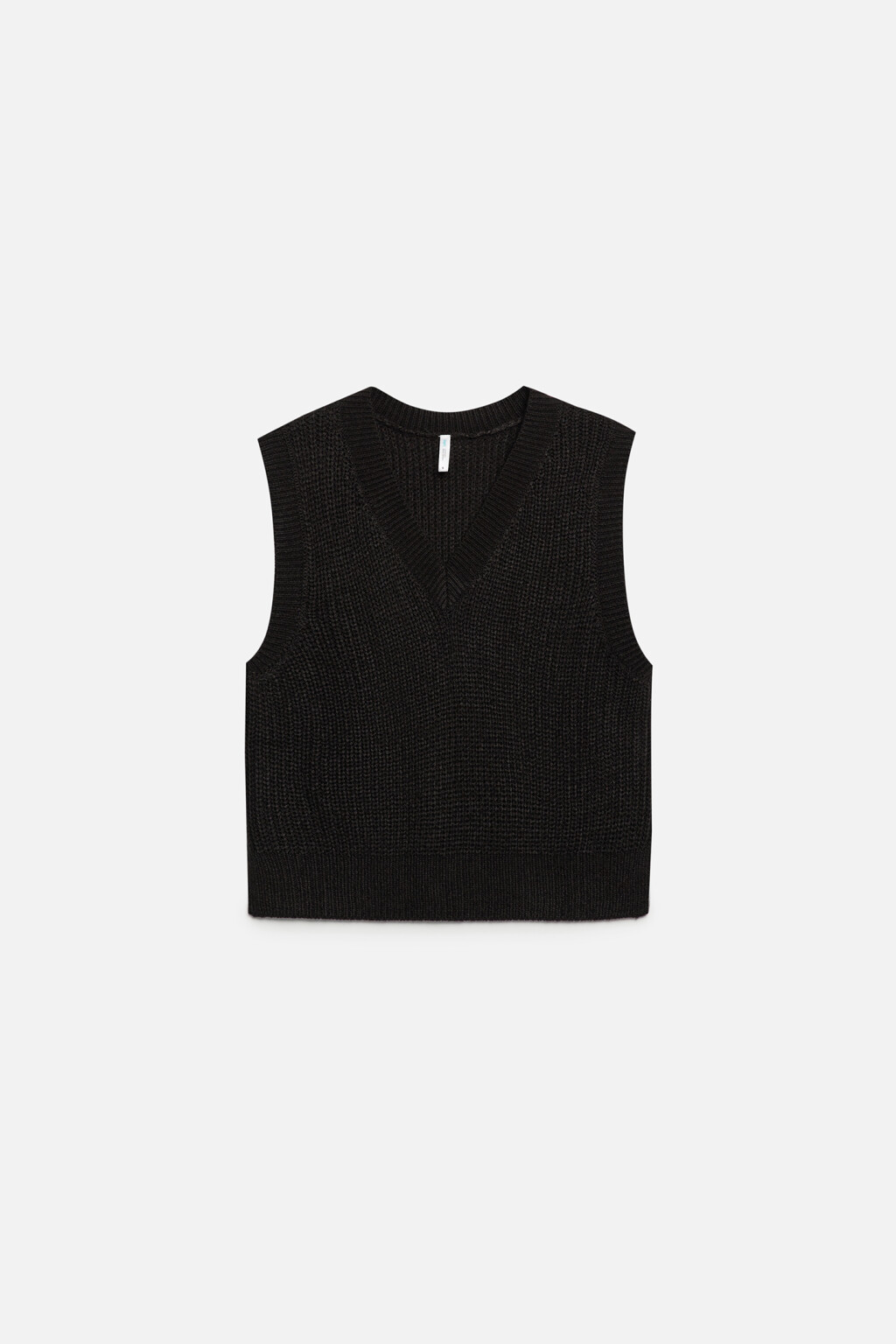 Жилет толстой вязки короткий с V-образным вырезом - цвет черный - 9