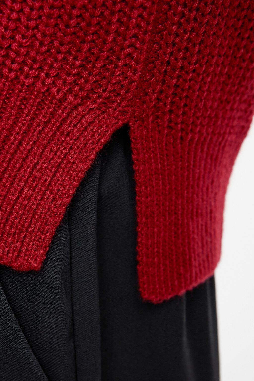 Жилет толстой вязки короткий с V-образным вырезом - цвет красный - 7