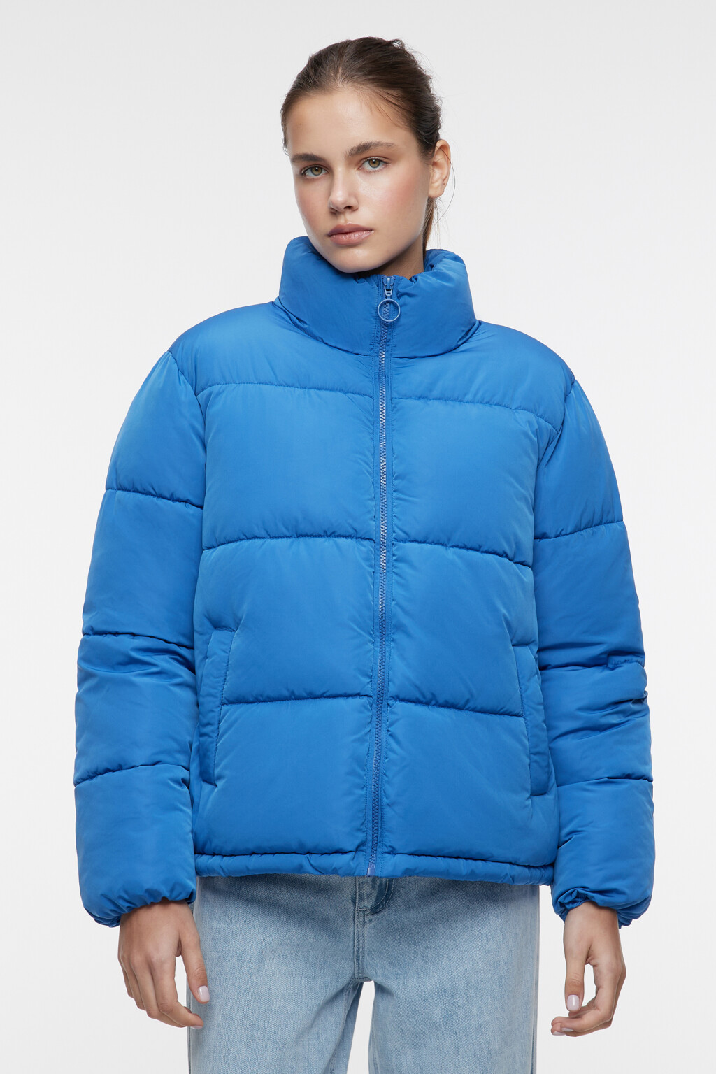 Куртка стеганая короткая с воротником-стойкой - цвет синий - 2