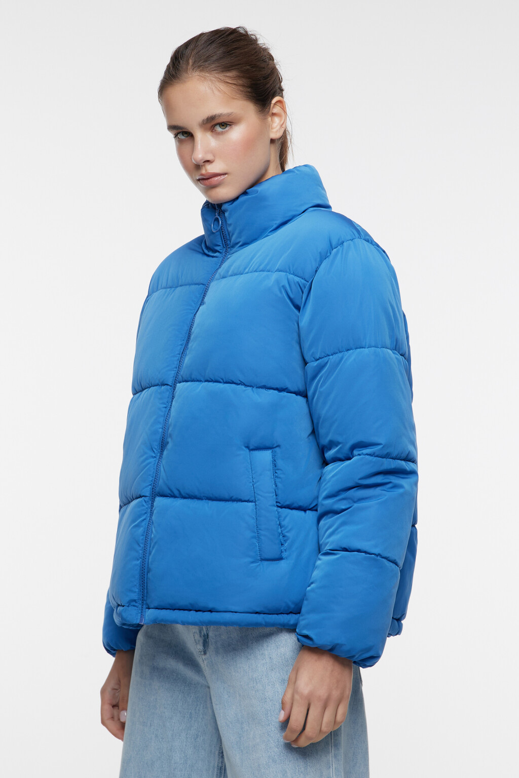 Куртка стеганая короткая с воротником-стойкой - цвет синий - 3