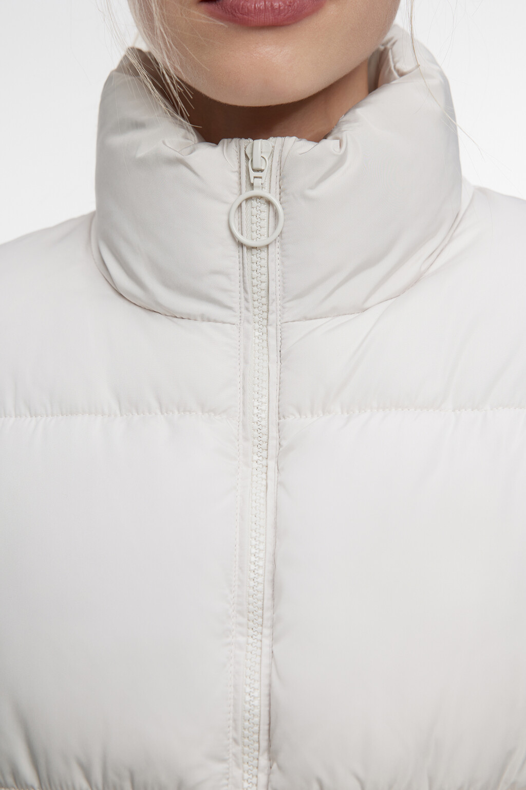 Куртка стеганая короткая с воротником-стойкой - цвет молочный - 5