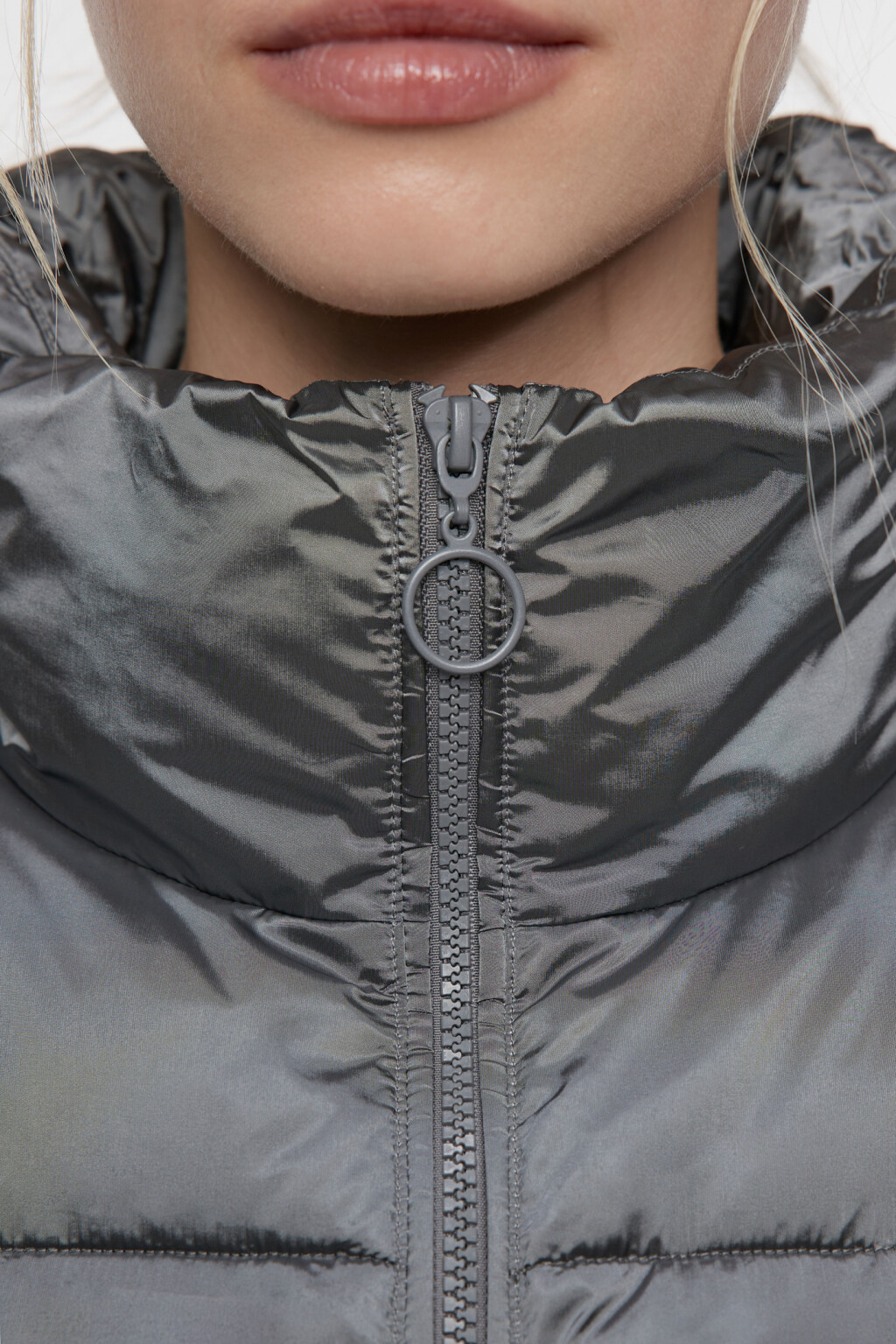 Куртка стеганая короткая с воротником-стойкой - цвет серый - 5